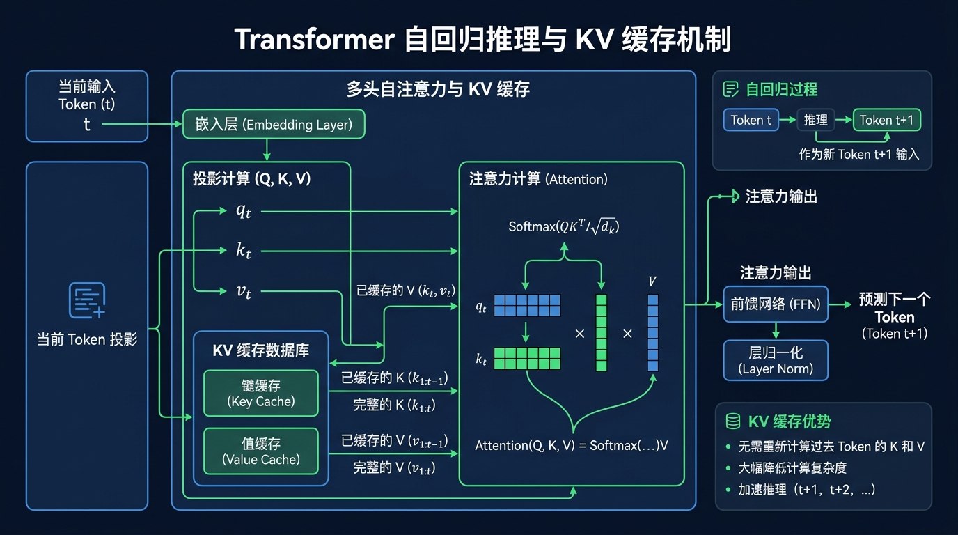 Transformer自回归生成与KV Cache匹配机制